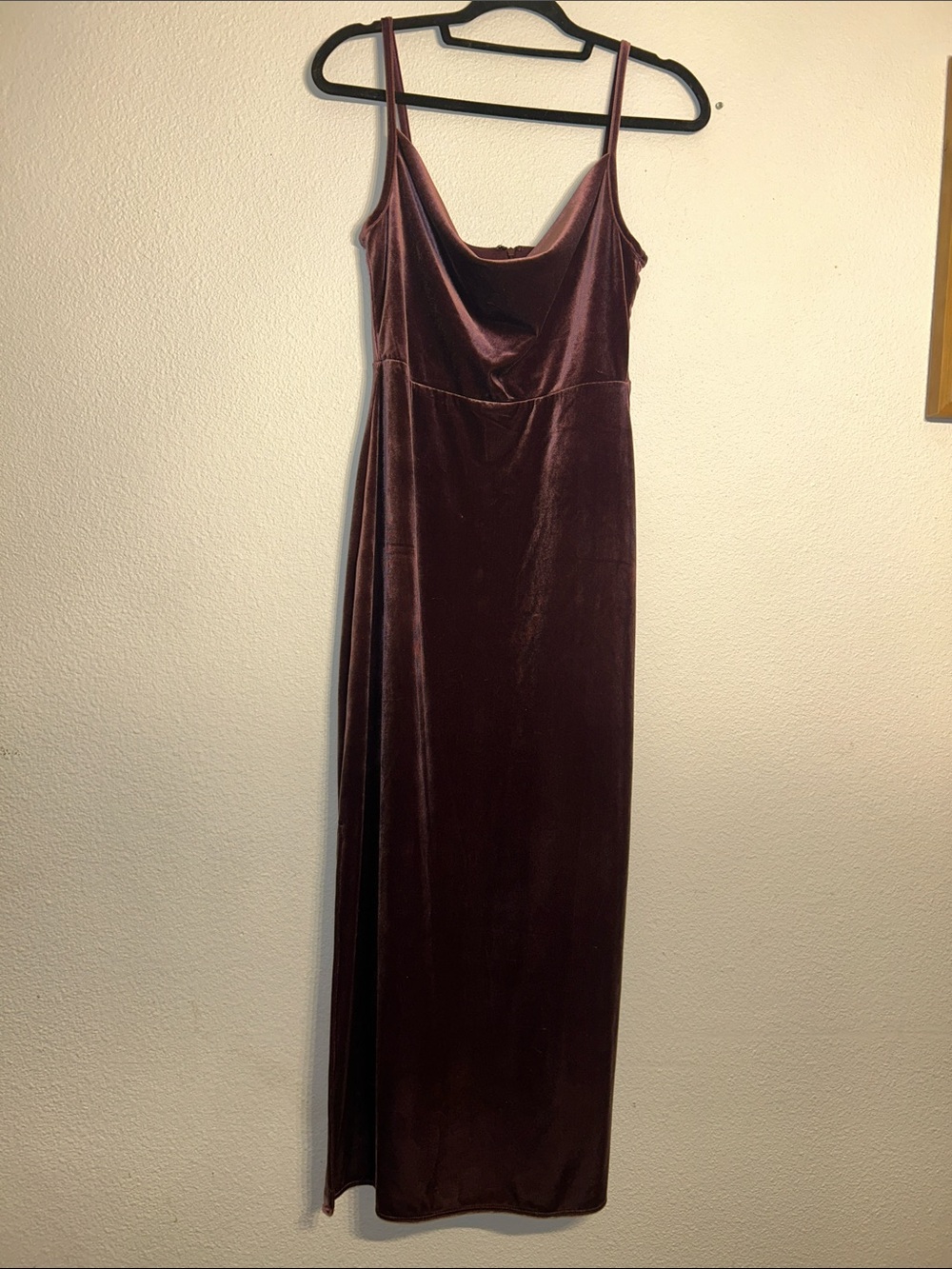 Taylor Purple Velvet Cowl Midi Slip Dress